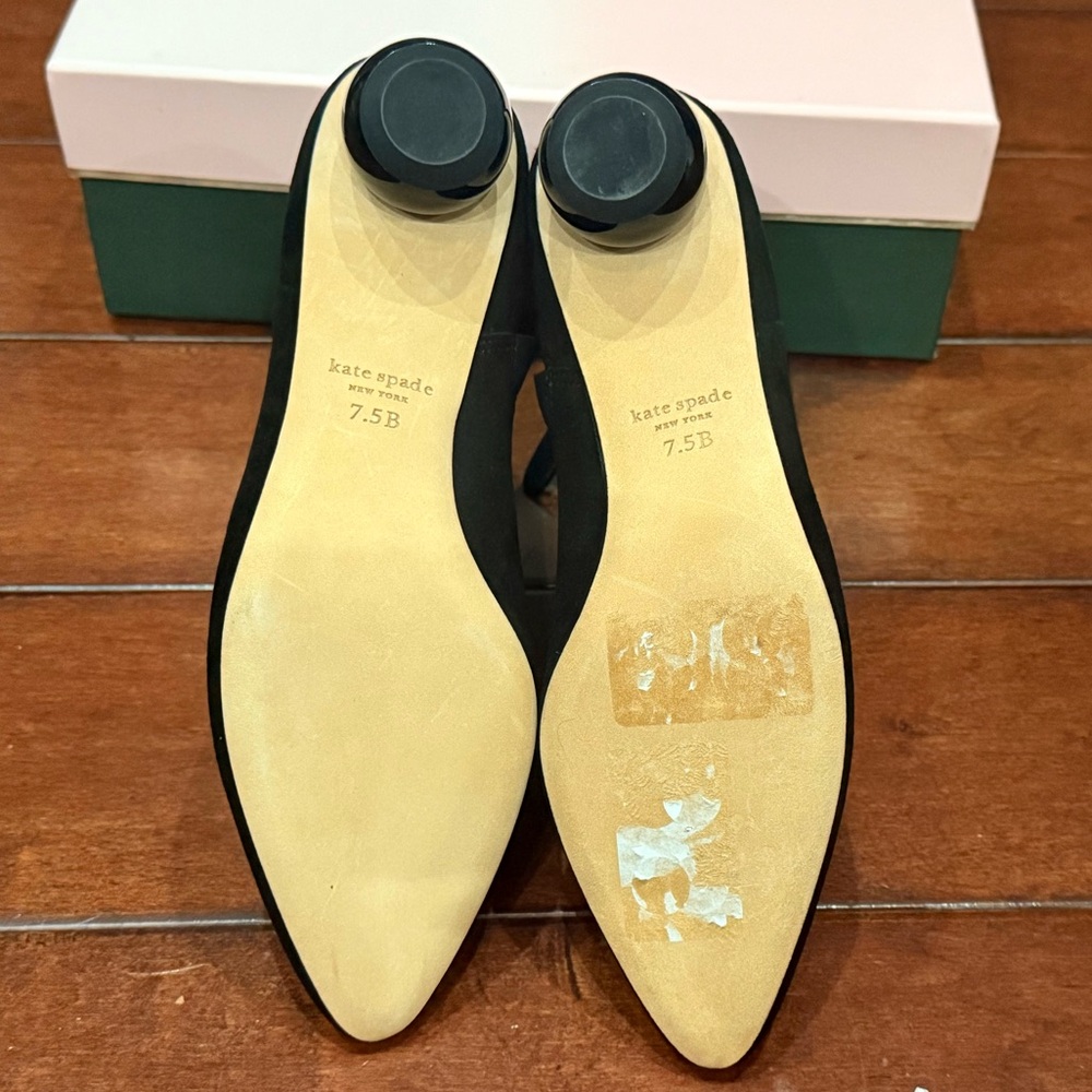 New Kate Spade Women's Black Leather Sydney Dress Booties Size 7.5B Narrow - Picture 14 of 16